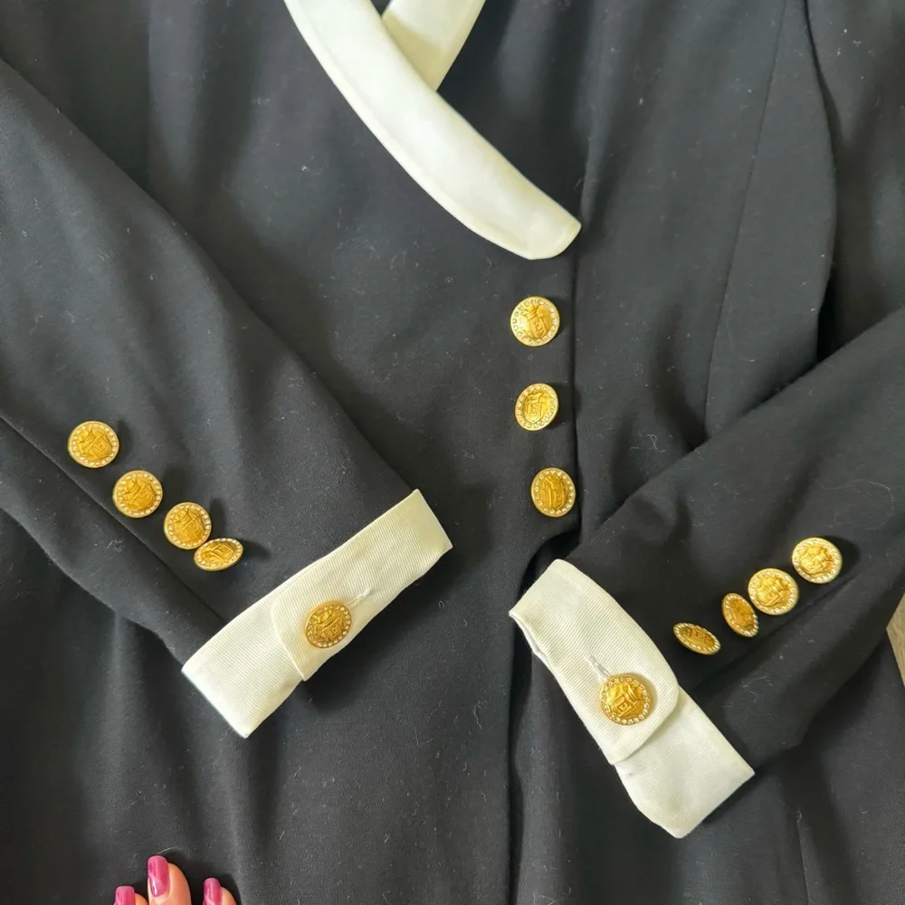 Vintage Escada Couture Black White romper Dress with Gold Accents size 36 - Picture 3 of 14